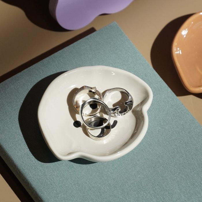 Ceramic Trinket Dish - White Dog