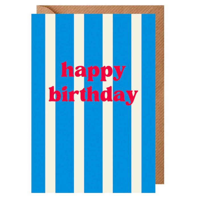 Birthday Stripes Blue Card