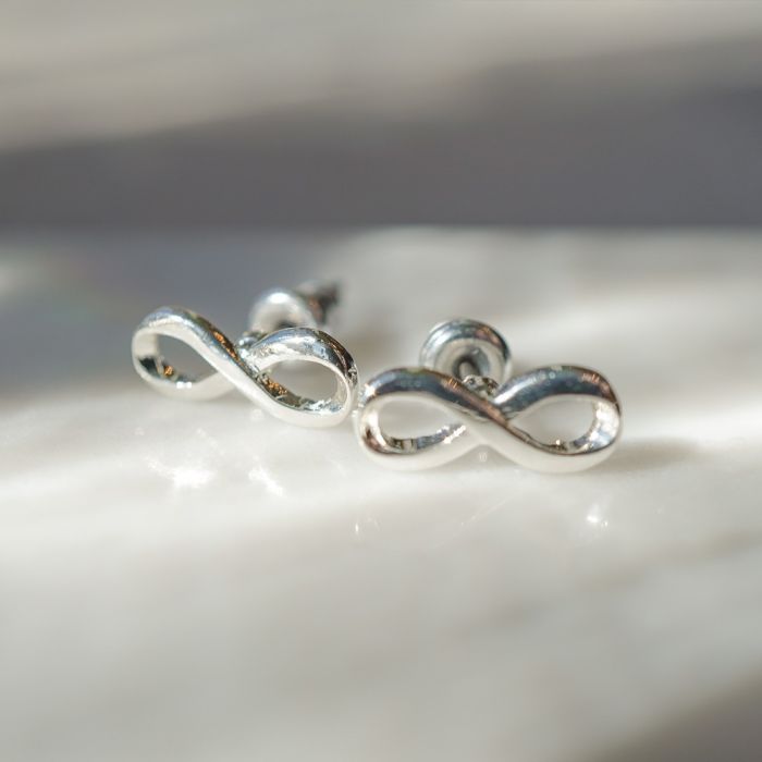 Silver Stud Earrings - Infinity