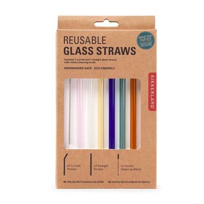 Kikkerland Reusable Coloured Glass Straws 