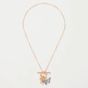 Fable England Enamel Blue Butterfly & Leaf Charm Necklace