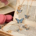 Fable England Enamel Blue Butterfly Huggie Earrings