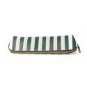 Green Stripes Faux Leather Pencil Case 
