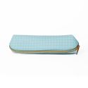 Light Blue Grid Vegan Leather Pencil Case