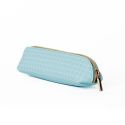 Light Blue Grid Vegan Leather Pencil Case