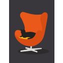 Utility, A5 Print, Red Egg Chair Cat