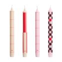 HAY Pattern Candle Set of 4 - Reds & Bordeaux