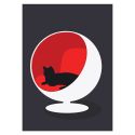 Ball Chair Cat Print