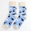 Miss Sparrow Thick Winter Socks Cats Blue