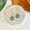 Aloë X Utility 24K Gold Plated Bottle Green Oval Hoop Earrings