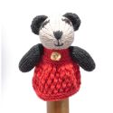 ChunkiChilli Panda Red Dress Knitted Finger Puppet
