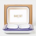 Falcon Enamelware 5 Piece Bake Set - White with Blue rim
