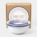 Falcon Enamelware 6 Piece Prep Set - White with Blue rim