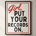 Blue Iris Girl Put Your Records On A3 Print