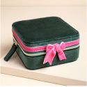 Lisa Angel Green & Pink Velvet Bow Jewellery Case