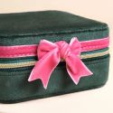 Lisa Angel Green & Pink Velvet Bow Jewellery Case