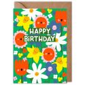 Happy Birthday Smiling Flowers Birthday Card