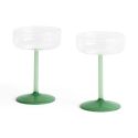 HAY Tint Coupe Glass - Set of 2 - Jade Light Green & Dark Green