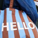 The General Classification Hello Goodbye Striped Tote Bag - Blue & Brown