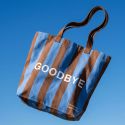 The General Classification Hello Goodbye Striped Tote Bag - Blue & Brown