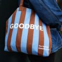 The General Classification Hello Goodbye Striped Tote Bag - Blue & Brown