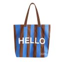 The General Classification Hello Goodbye Striped Tote Bag - Blue & Brown