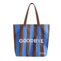 The General Classification Hello Goodbye Striped Tote Bag - Blue & Brown
