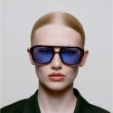 A Kjaerbede Kaya Sunglasses - Demi Tortoise (Blue Lens)