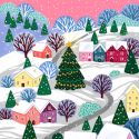 Merry Christmas Town Pink Card