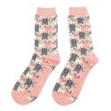 Miss Sparrow Happy Cats Pink Socks