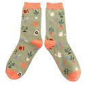 Miss Sparrow In The Allotment Moss Socks