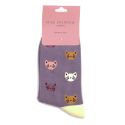 Miss Sparrow Kitty Face Lavender Socks