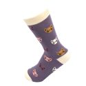 Miss Sparrow Kitty Face Lavender Socks