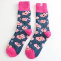 Miss Sparrow Thick Winter Socks Pretty Pigs Navy