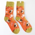 Miss Sparrow Thick Winter Socks Woodland Orange