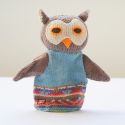 ChunkiChilli Owl Blue Vest Knitted Hand Puppet