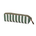 Green Stripes Faux Leather Pencil Case 