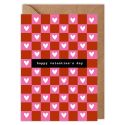 Pink & Red Heart Checkered Valentines Card