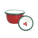 Red Enamel Christmas Snack Bowl Cranberries
