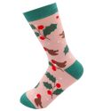 Miss Sparrow Winter Hedgerow Dusky Pink Christmas Socks