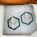 Aloë 24k Gold Plated Green Triple Charm Hoop Earrings