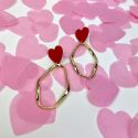 Aloë Red Heart Gold Irregular Hoop Earrings