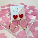 Aloë Red Heart Gold Irregular Hoop Earrings