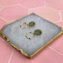 Aloe Pearlescent Sage Gold Hoop Earrings