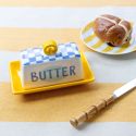 Talking Tables Blue Check Butter Dish 