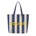 The General Classification Bonjour Striped Tote Bag - Natural & Navy