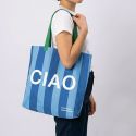 The General Classification Ciao Striped Tote Bag - Navy & Green