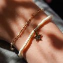 Ivory Bead & Gold Star Bracelet 2 Pack