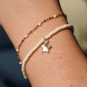 Ivory Bead & Gold Star Bracelet 2 Pack