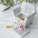 Helio Ferretti White Striped Cat Sofa Trinket Box